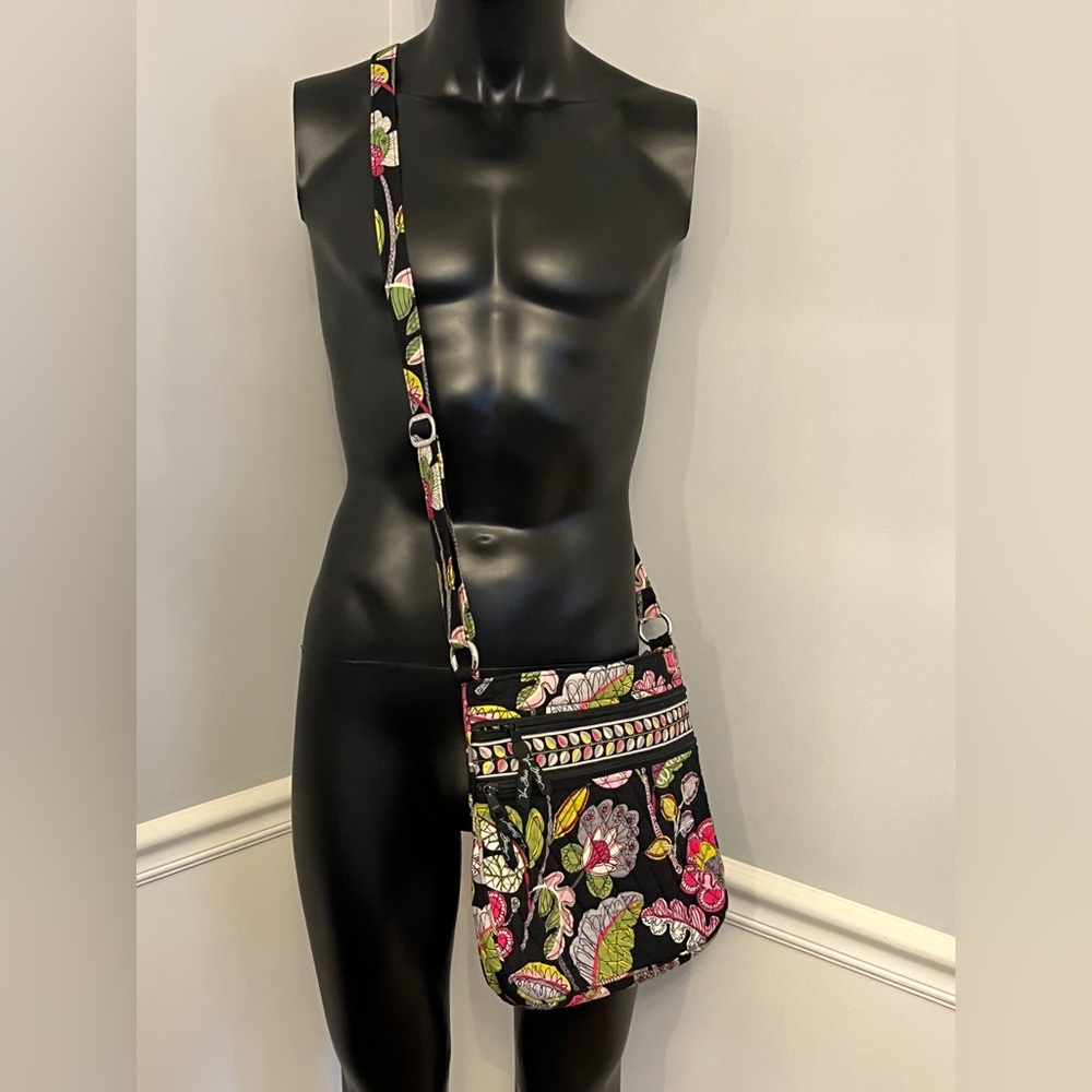 Vera Bradley Triple Zip Hipster Crossbody Shoulder Bag - Moon Blooms